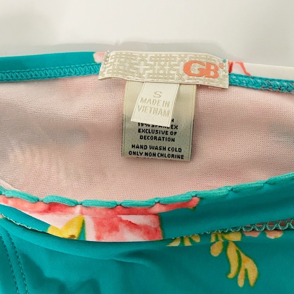 NWT Teal Floral Print Side Tie Bikini Bottom - Picture 4 of 6